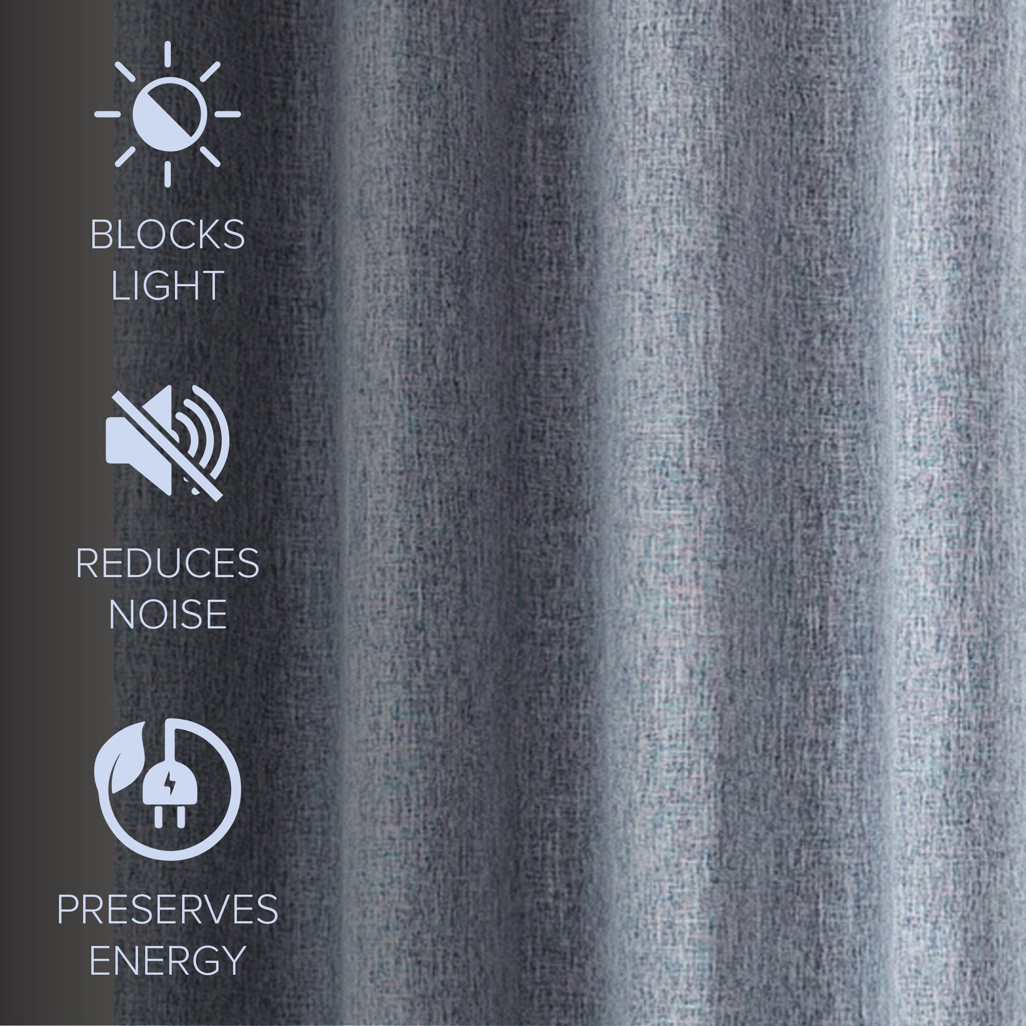Linen Texture 100% Blackout Grommet Pair, HEATHER BLUE, alternate image number 4