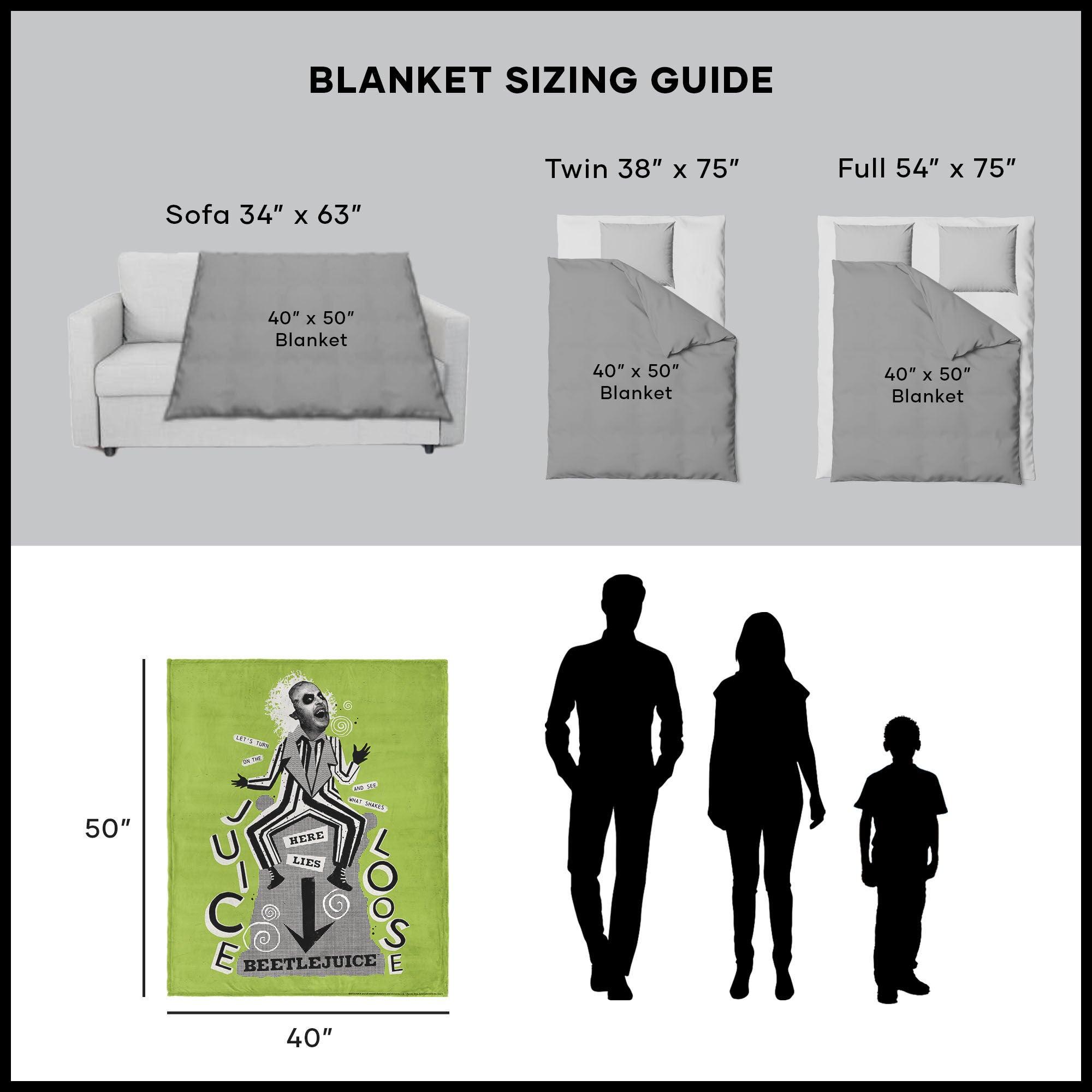 Warner Bros. Beetlejuice Juice Is Loose Silk Touch Throw Blanket 40X50 Inches, GREEN, alternate image number 5