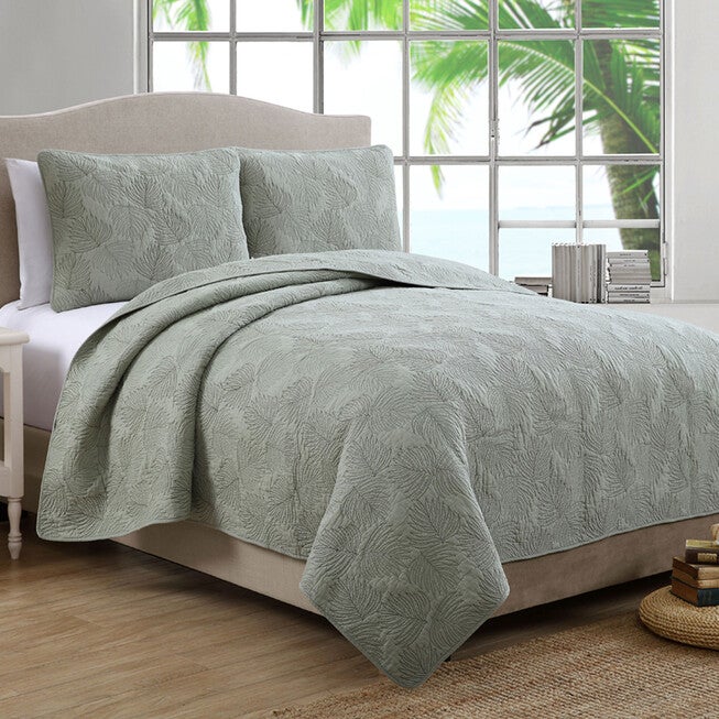 Leaf Stitch Quilt Set, GREEN, hi-res image number null