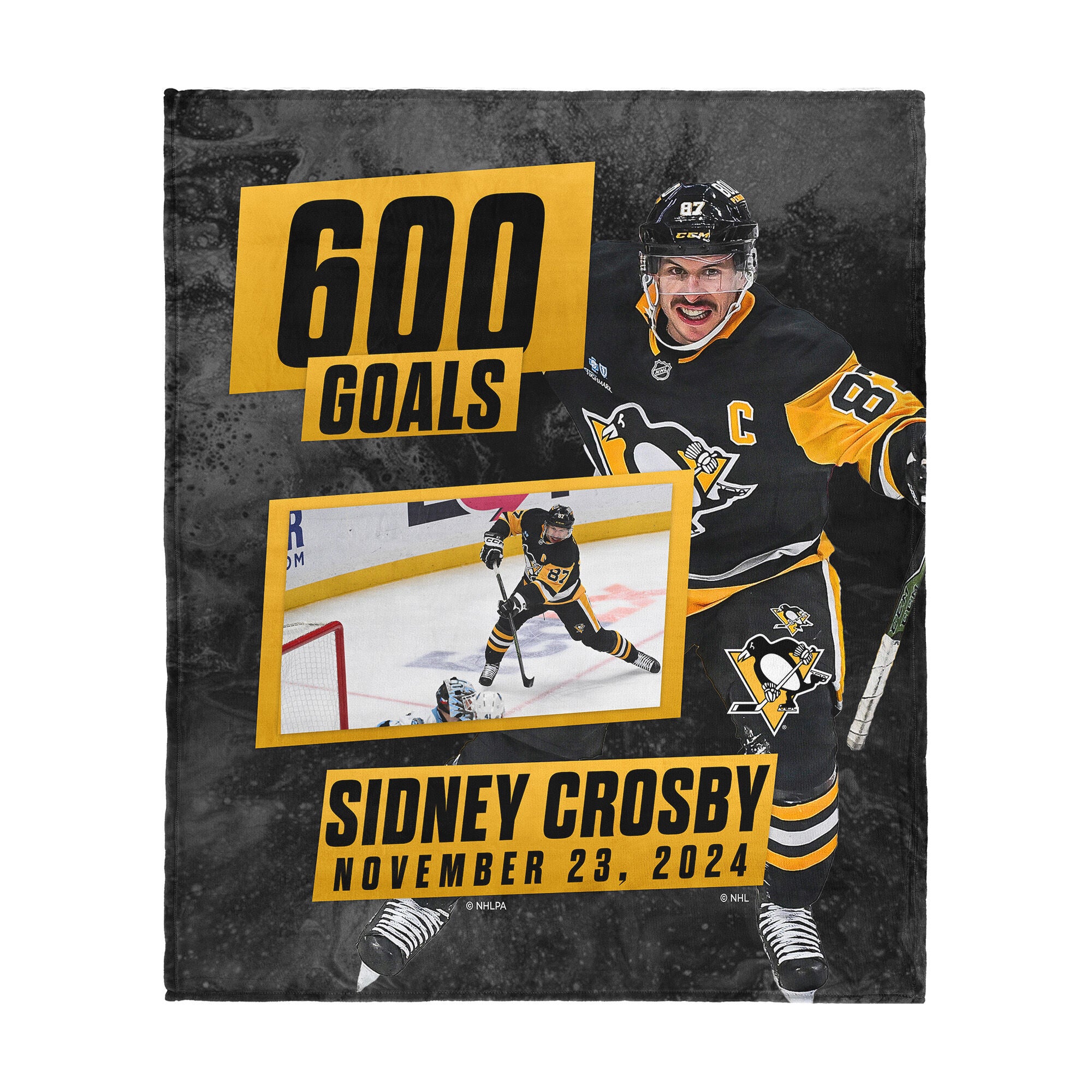 Pittsburgh Penguins Sidney Crosby NHL 600 Goal Milestone Silk Touch Throw Blanket 50x60 Inches, PENGUINS NHL, hi-res image number 0