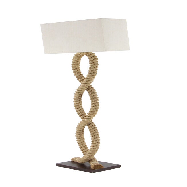 Brown Jute Rope And Iron Rustic Floor Lamp, , alternate image number null