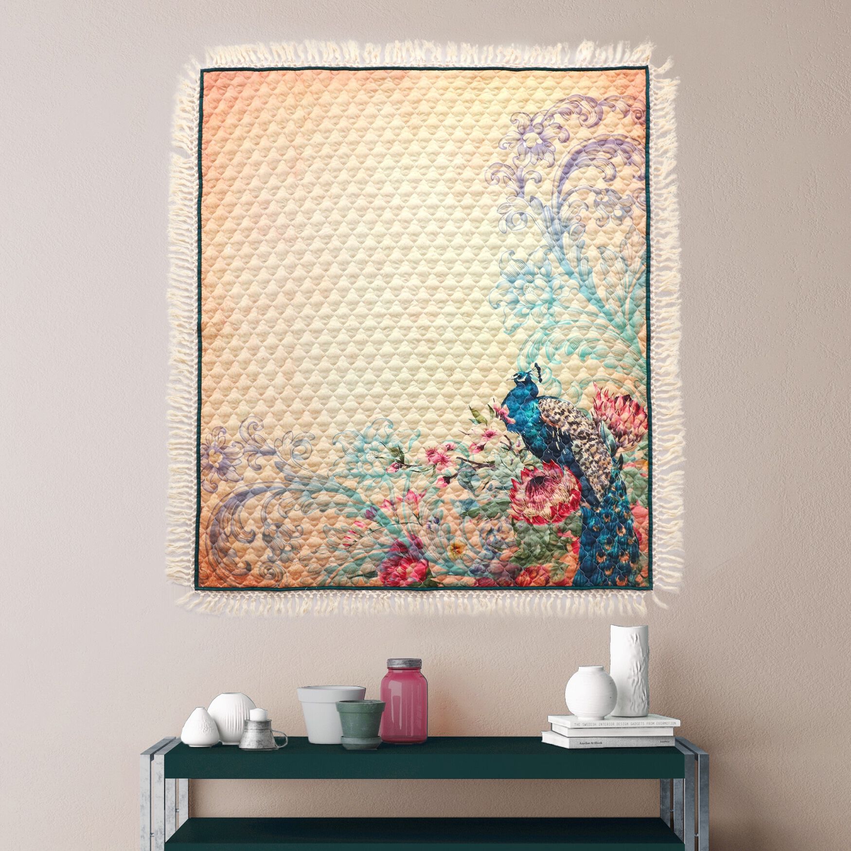 Eden Peacock Quilted Throw Blanket, , alternate image number 6