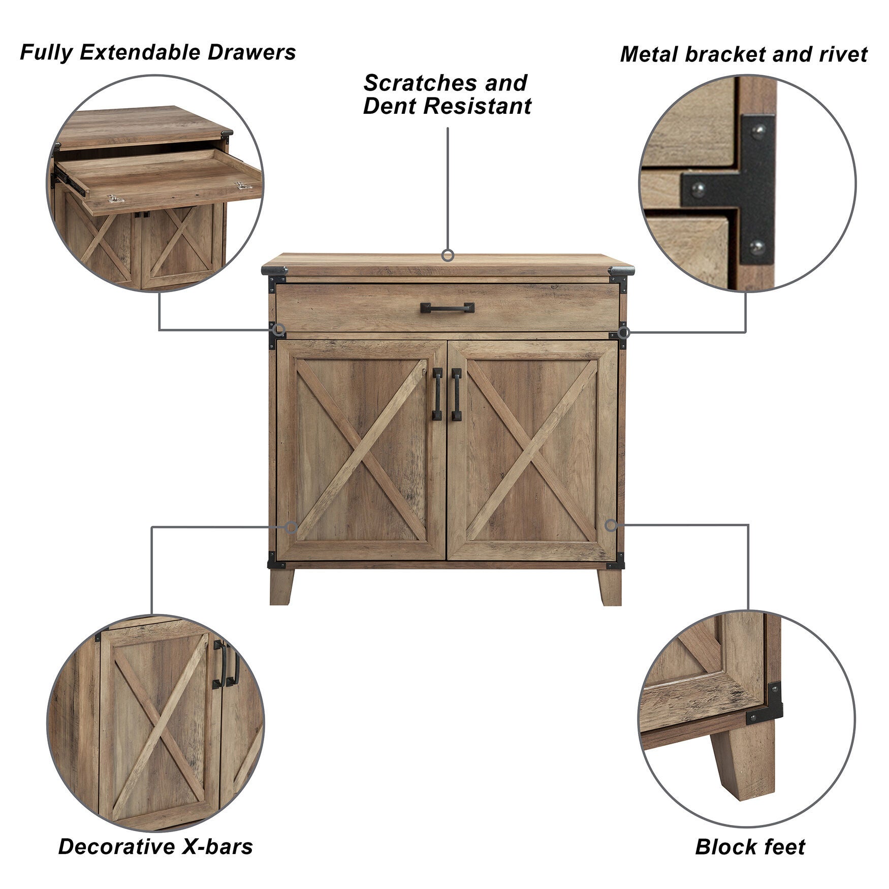 Oxford Rustic Oak Laptop Credenza, , alternate image number 8