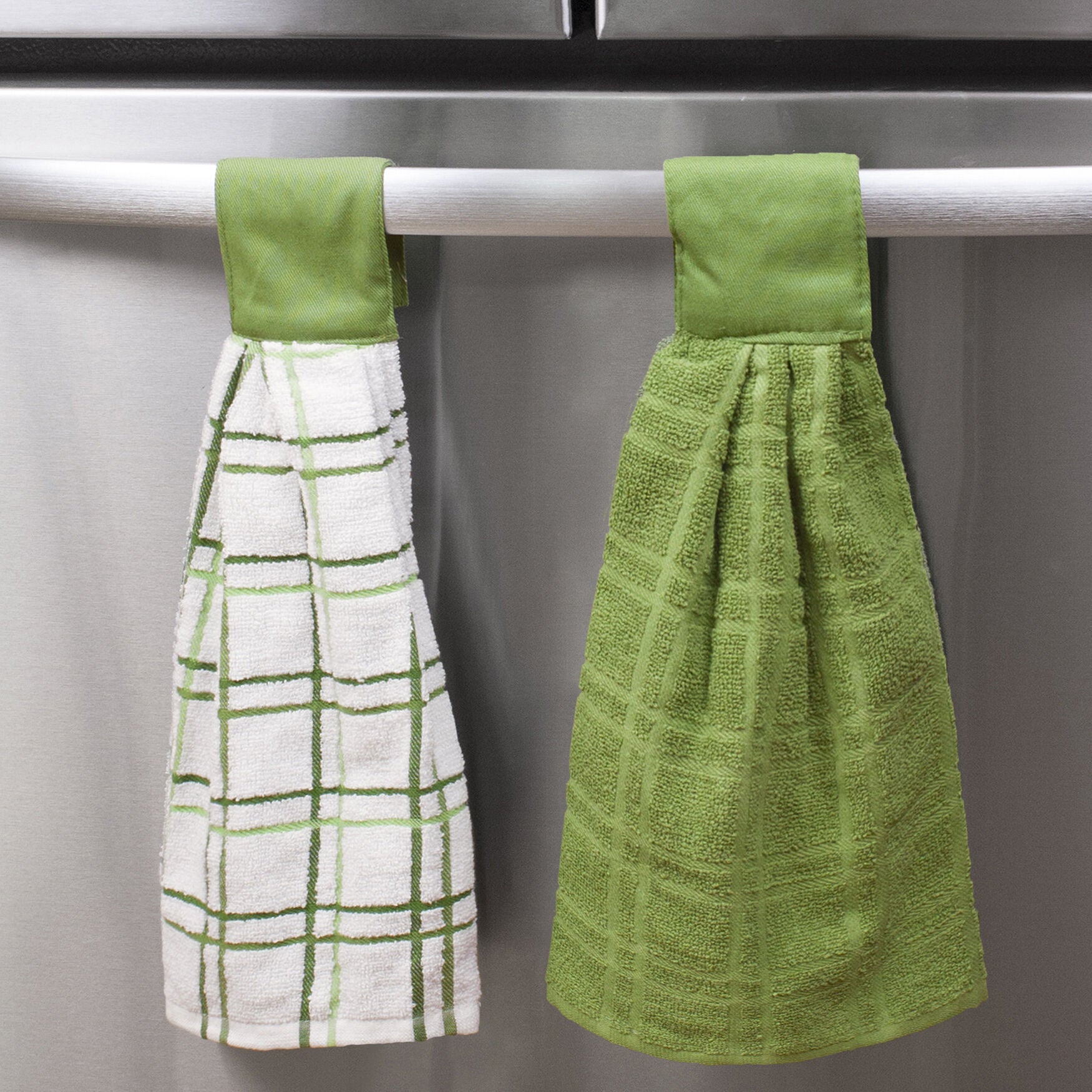 Solid And Multi Check Kitchen Tie Towel, Set Of Two, , alternate image number 4