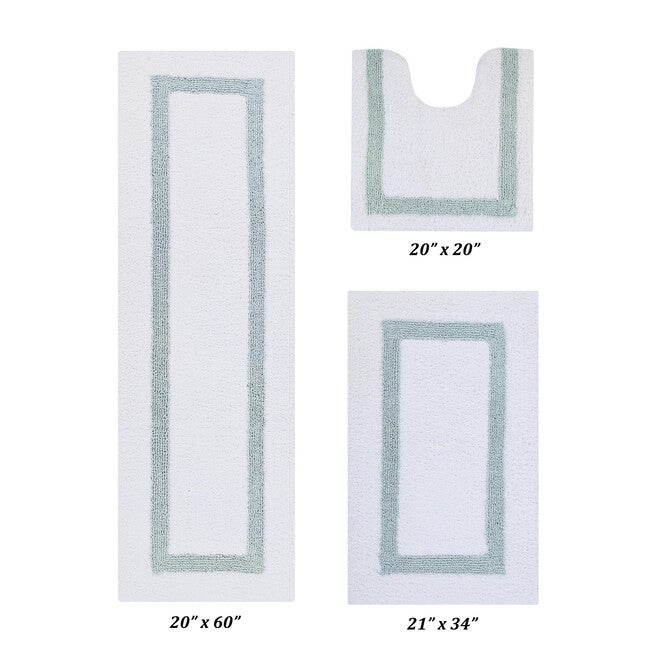 Hotel Collectionis Bath Mat Rug 3 Piece Set (20 inches x 20 inches | 21 inches x 34 inches | 20 inches x 60 inches), WHITE BLUE, hi-res image number 0