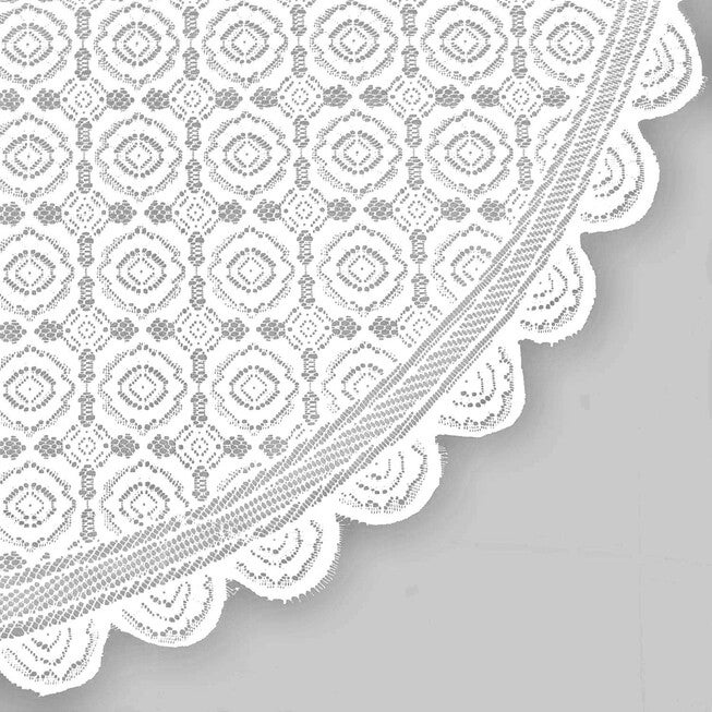 White Floral Polyester Lace Round Tablecloth, , alternate image number null