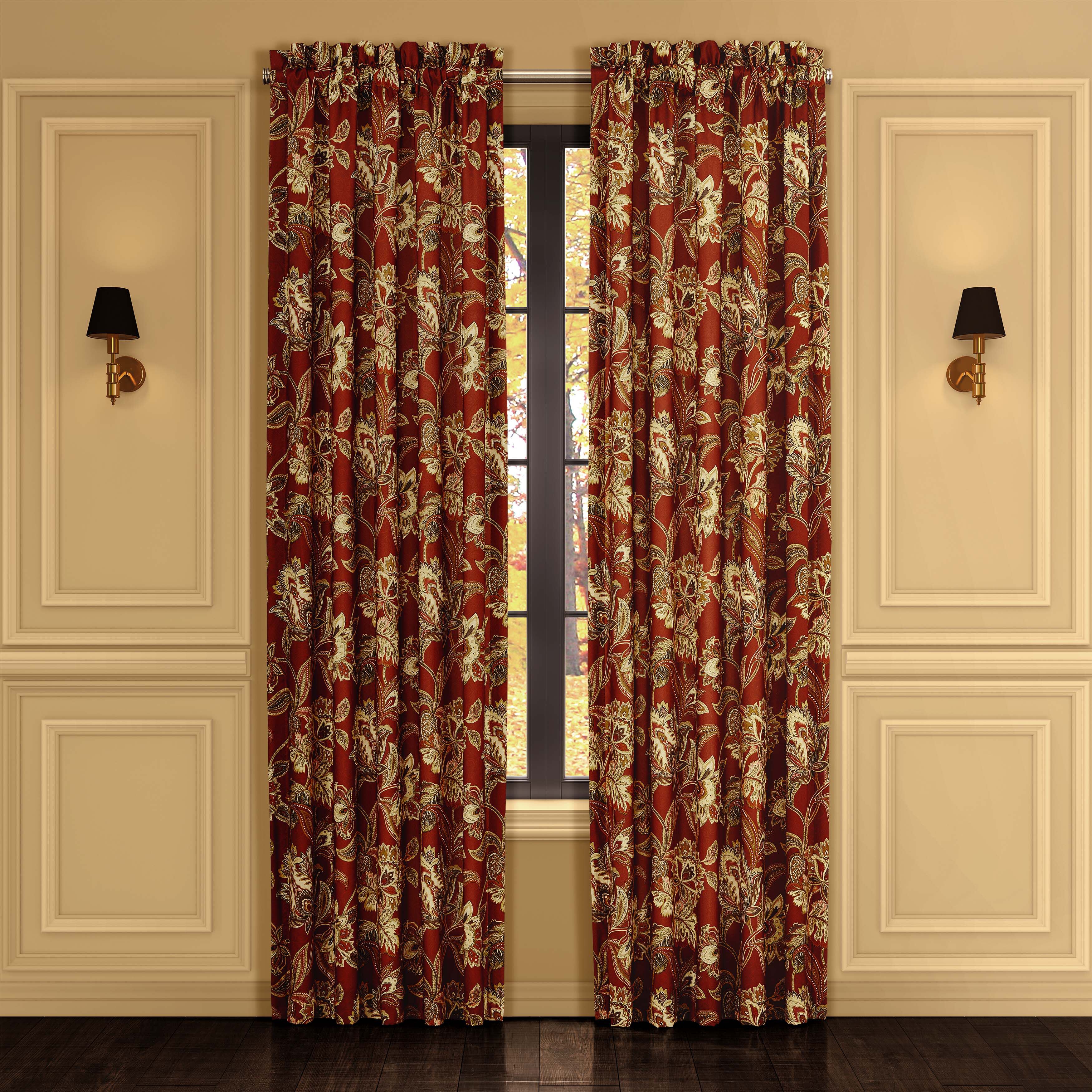Montecito Red 84 Inch Window Panel Pair, RED, hi-res image number 0