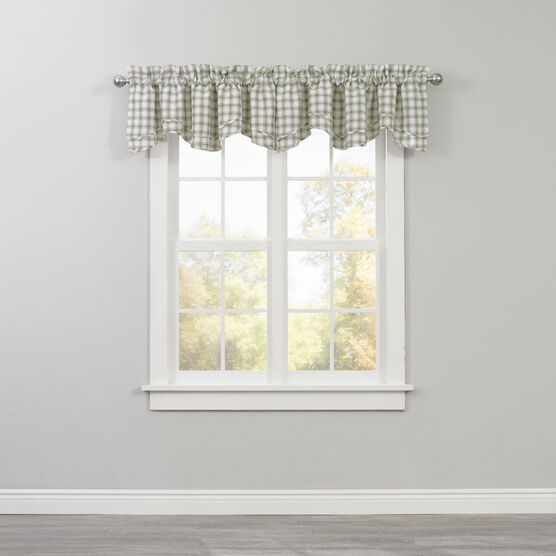 Country Check Layered Valance, SAGE, hi-res image number null