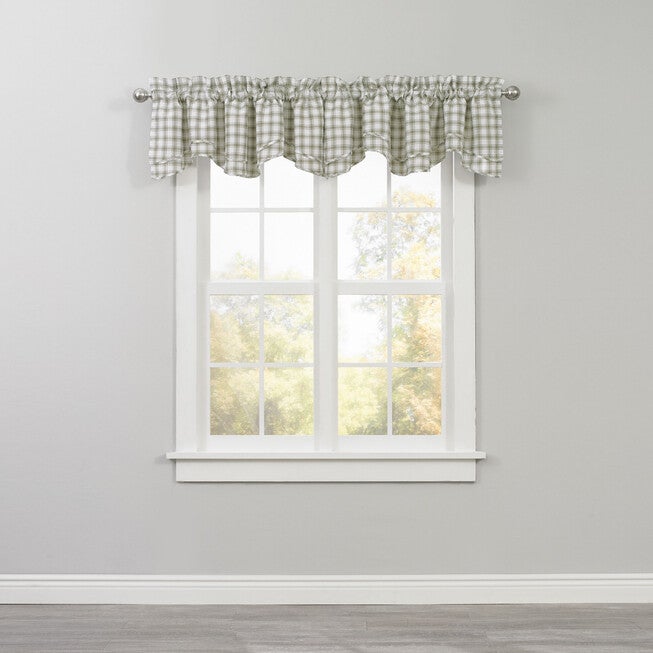 Country Check Layered Valance, SAGE, hi-res image number 0