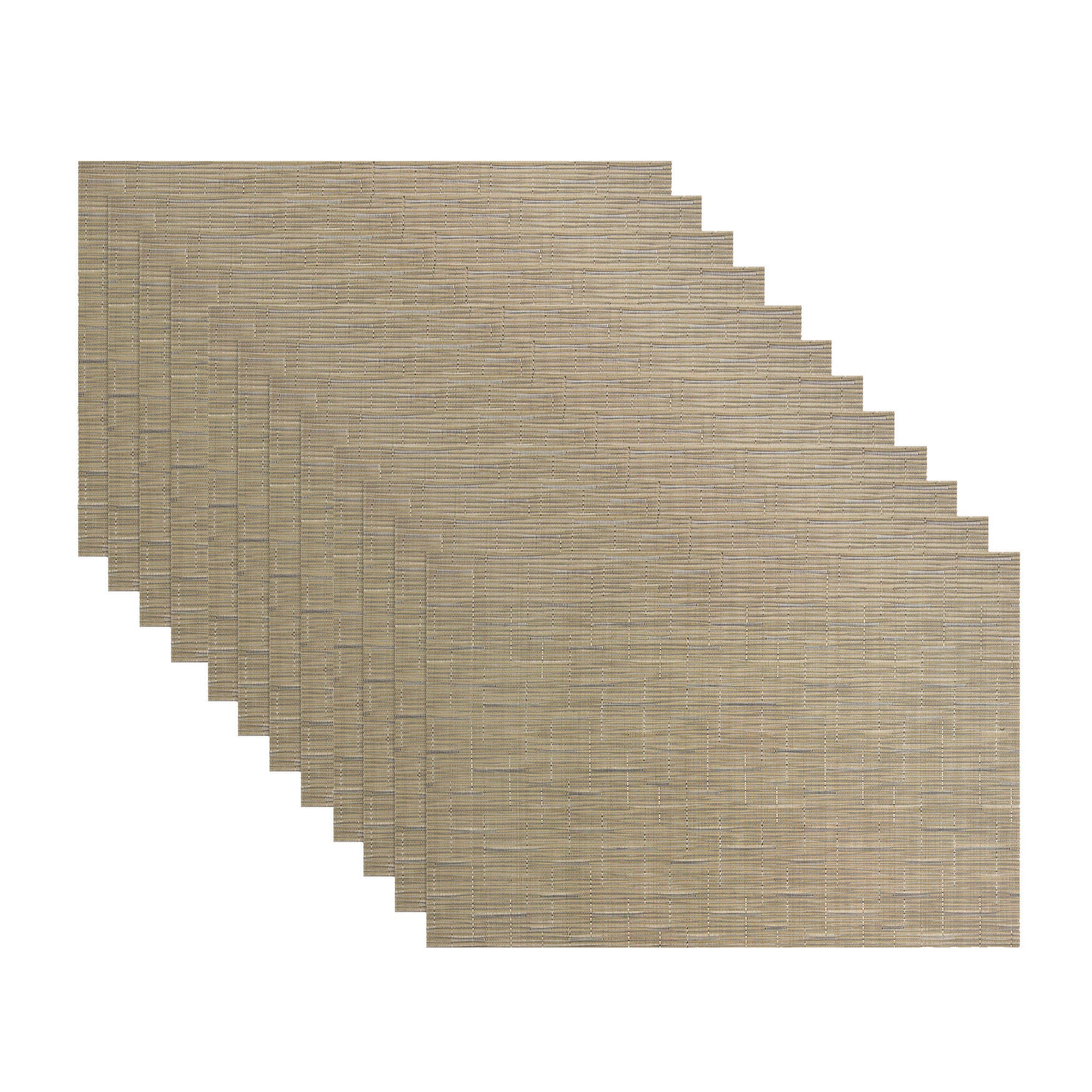 Reversible Indoor Outdoor Placemats, Set Of Twelve, GRASSCLOTH CAMEL, hi-res image number 0
