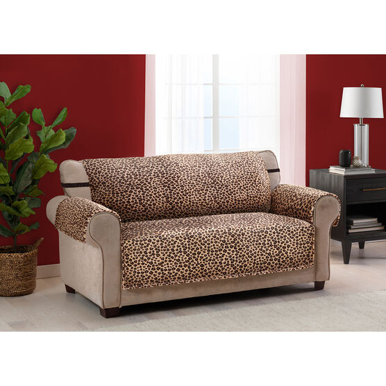 Leopard Plush Sofa Furniture Cover, BROWN, hi-res image number null