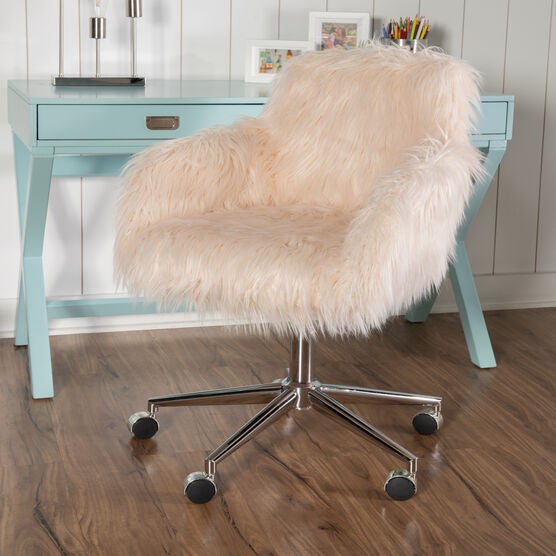 Dawson Faux Fur Barrell Office Chair Pnk, , alternate image number null