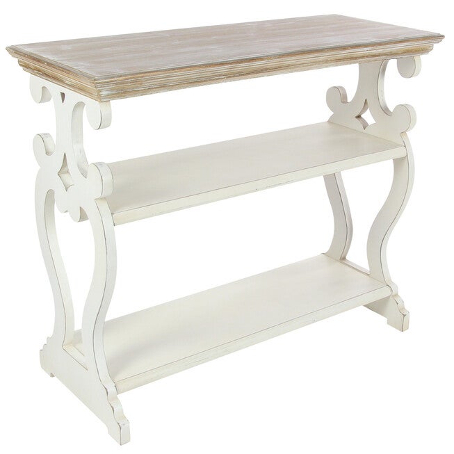 White Farmhouse Wood Console Table, 32 x 38, BROWN, hi-res image number 0