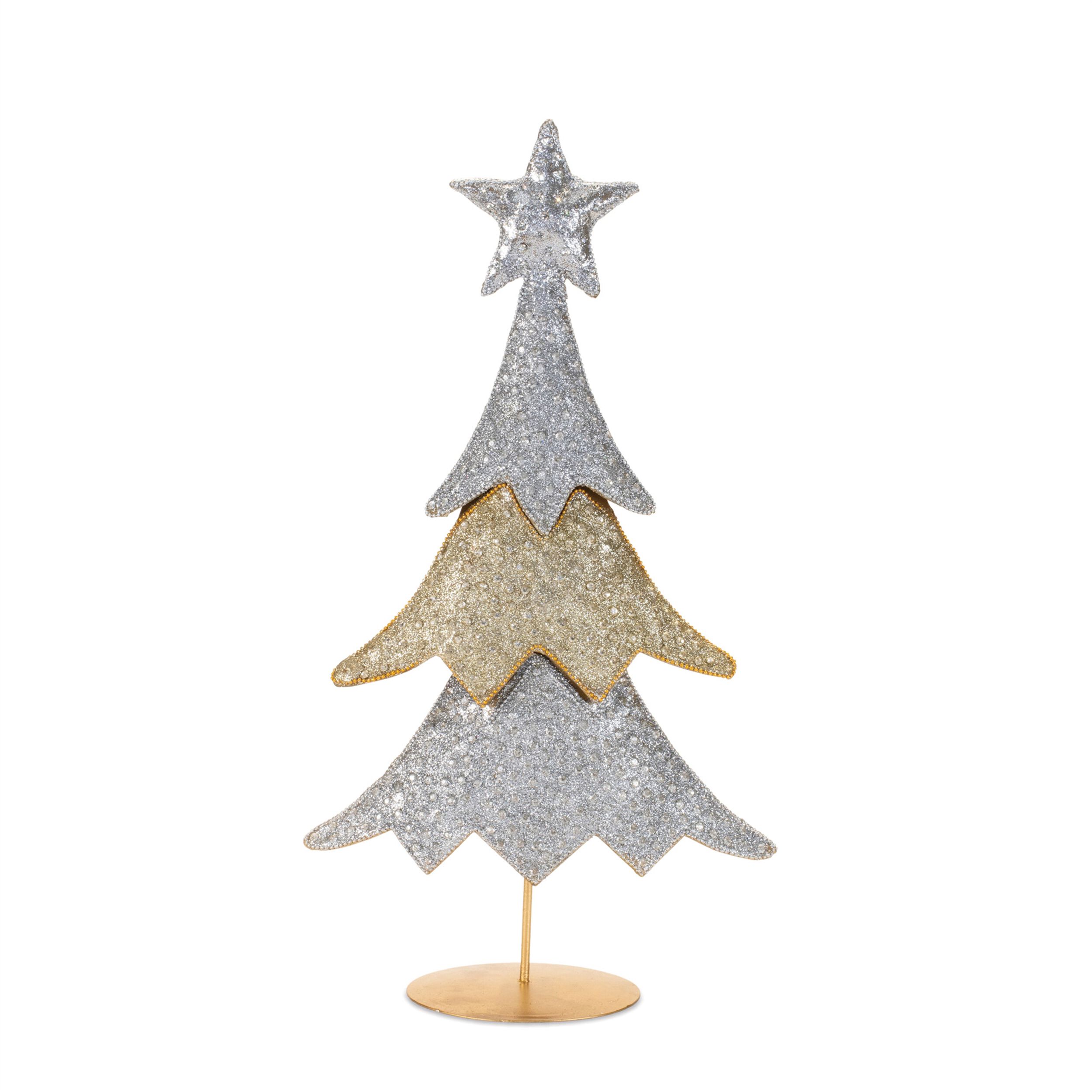 Jeweled Metal Christmas Tree (Set of 2), SILVER GOLD, alternate image number 3
