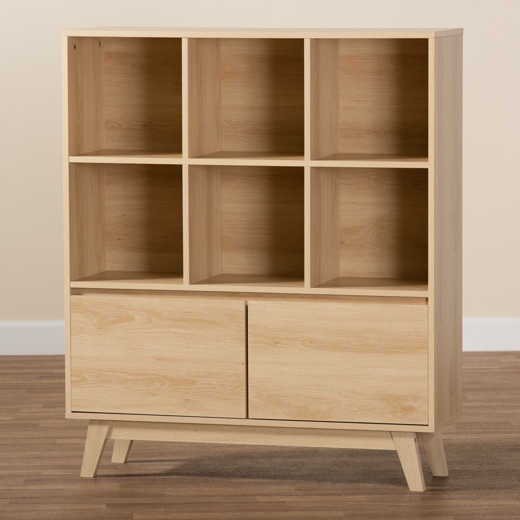 Danina Japandi Oak Brown Finished Wood Bookshelf, , alternate image number 7