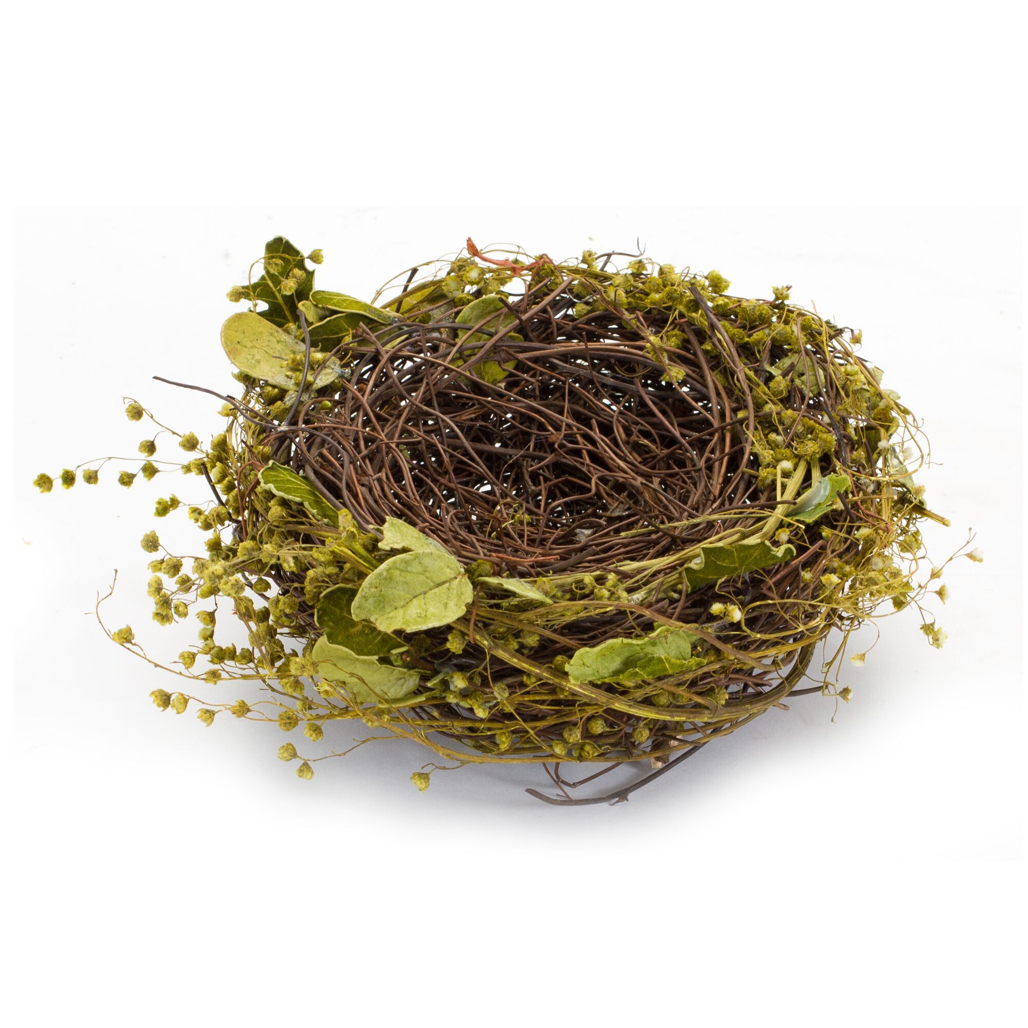 Nest and Nest with Eggs (Set of 4) 7 inchesD x 3.5 inchesH Natural/Foam, GREEN/BROWN, alternate image number 3