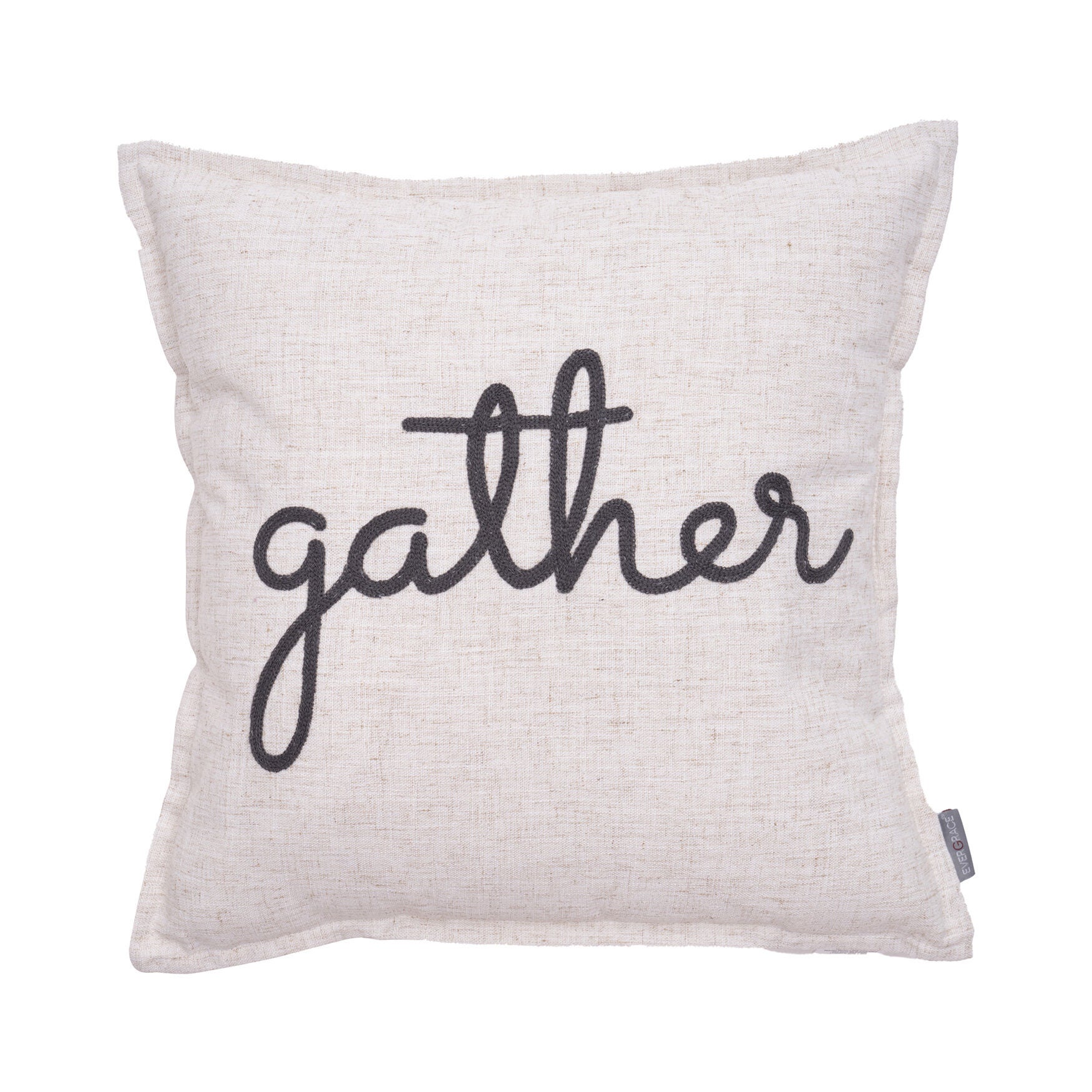 Waska Gather Sentiment Linen Blend Pillow, NEUTRAL, hi-res image number 0