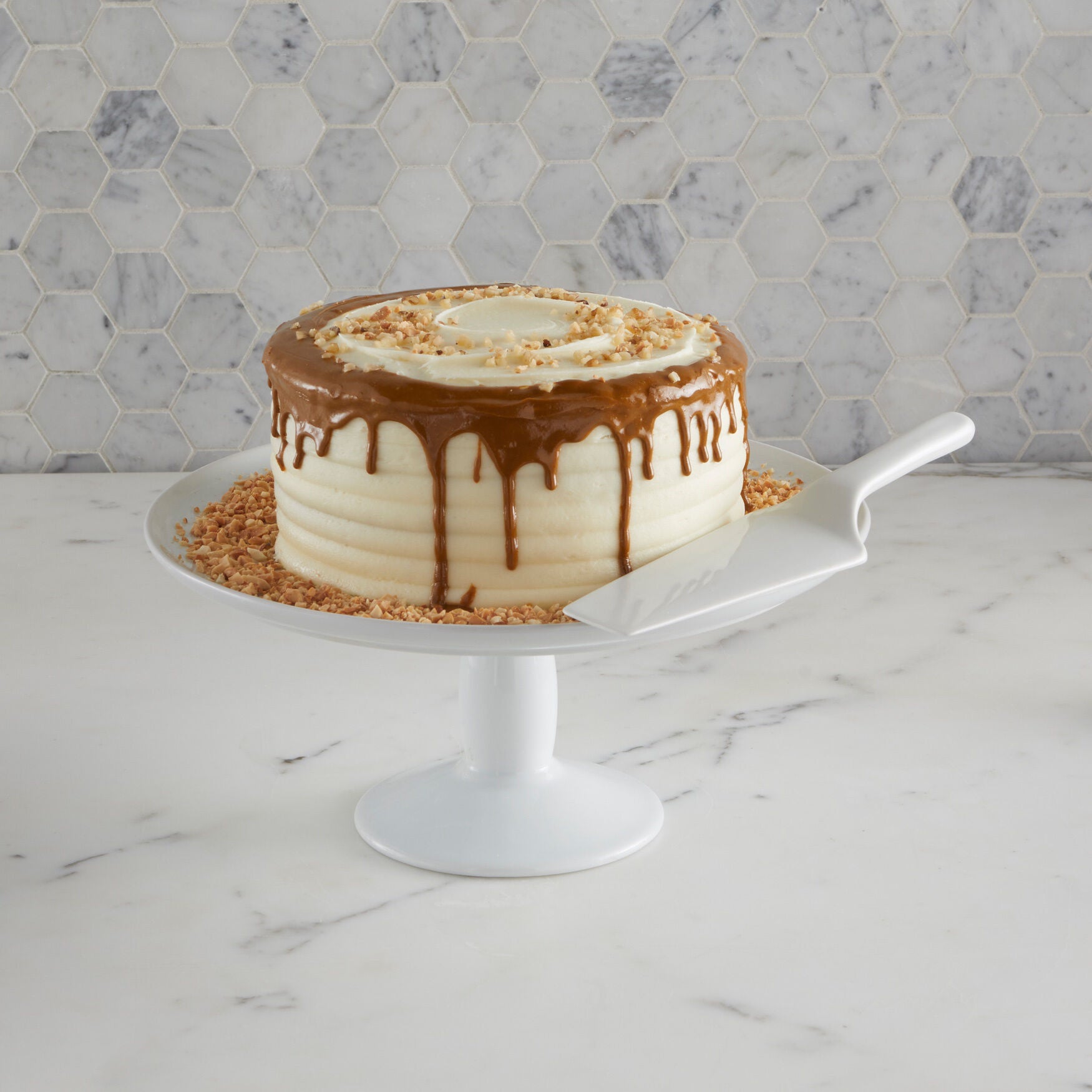 Martha Stewart Cake Stand With Server, WHITE, hi-res image number 0