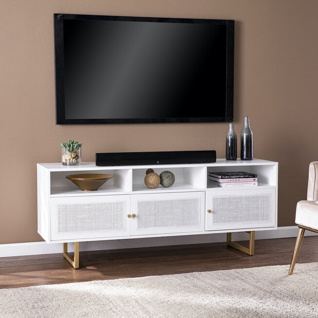 Mursley Media Cabinet w/ Storage, WHITE, hi-res image number 0