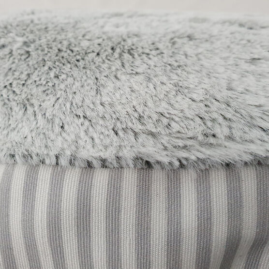 Stripe Printing poly-cotton bolster with detachable faux fur cushion, Small Size, , alternate image number null