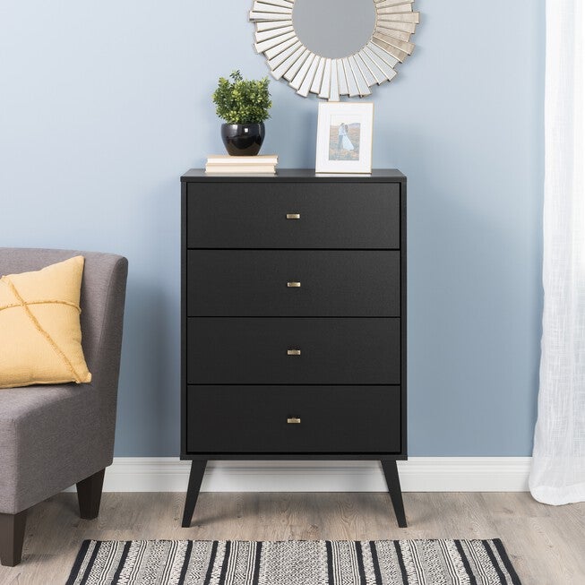Milo 4-Drawer Chest, BLACK, hi-res image number null