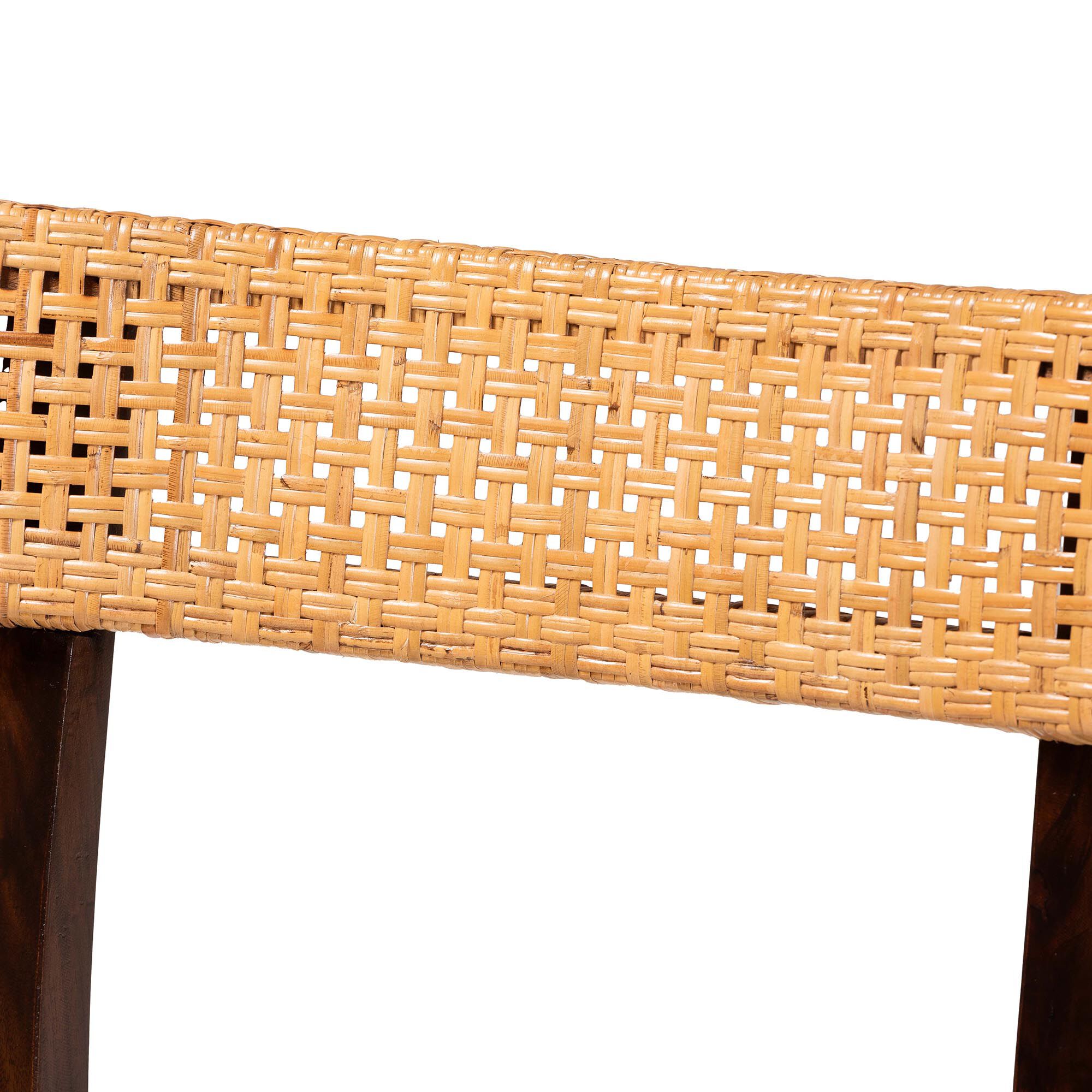 Zaila Bohemian Light Honey Rattan and Dark Brown Wood Dining Chair, HONEY, alternate image number 5