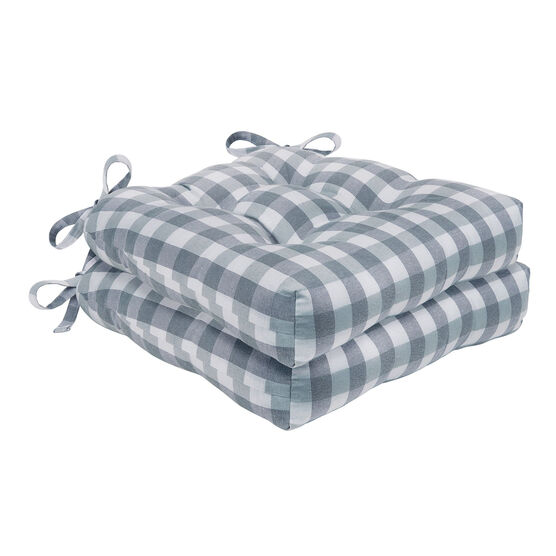 Buffalo Check Tufted Chair Seat Cushions Set of Two, GREY, hi-res image number null