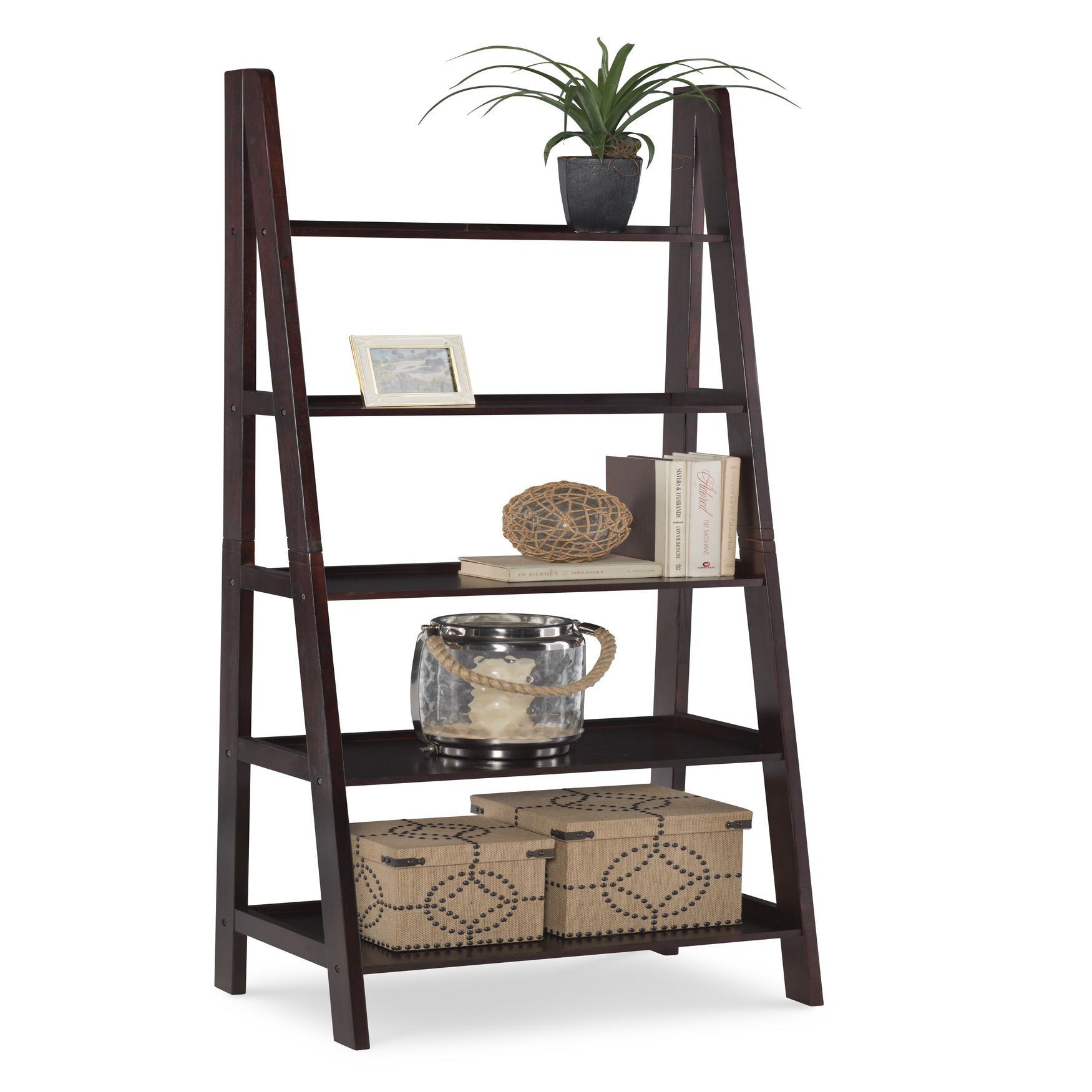 Acadia Ladder Bookshelf, BROWN, hi-res image number 0