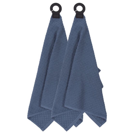 Hook And Hang Woven Kitchen Towel, Set Of Two, FEDERAL BLUE, hi-res image number null