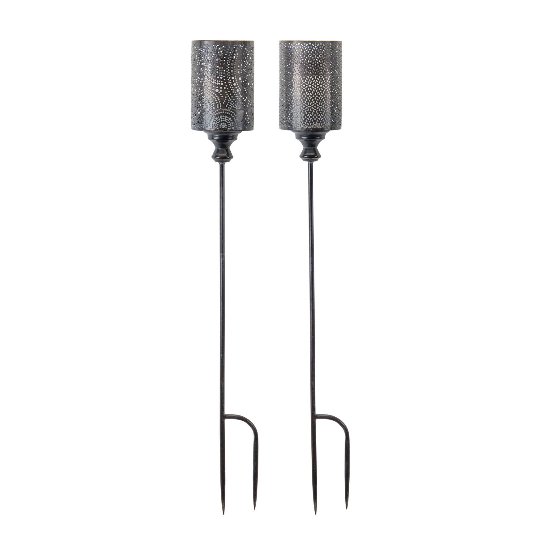 Punched Metal Candle Holder Garden Stake (Set Of 4), BLACK, hi-res image number 0