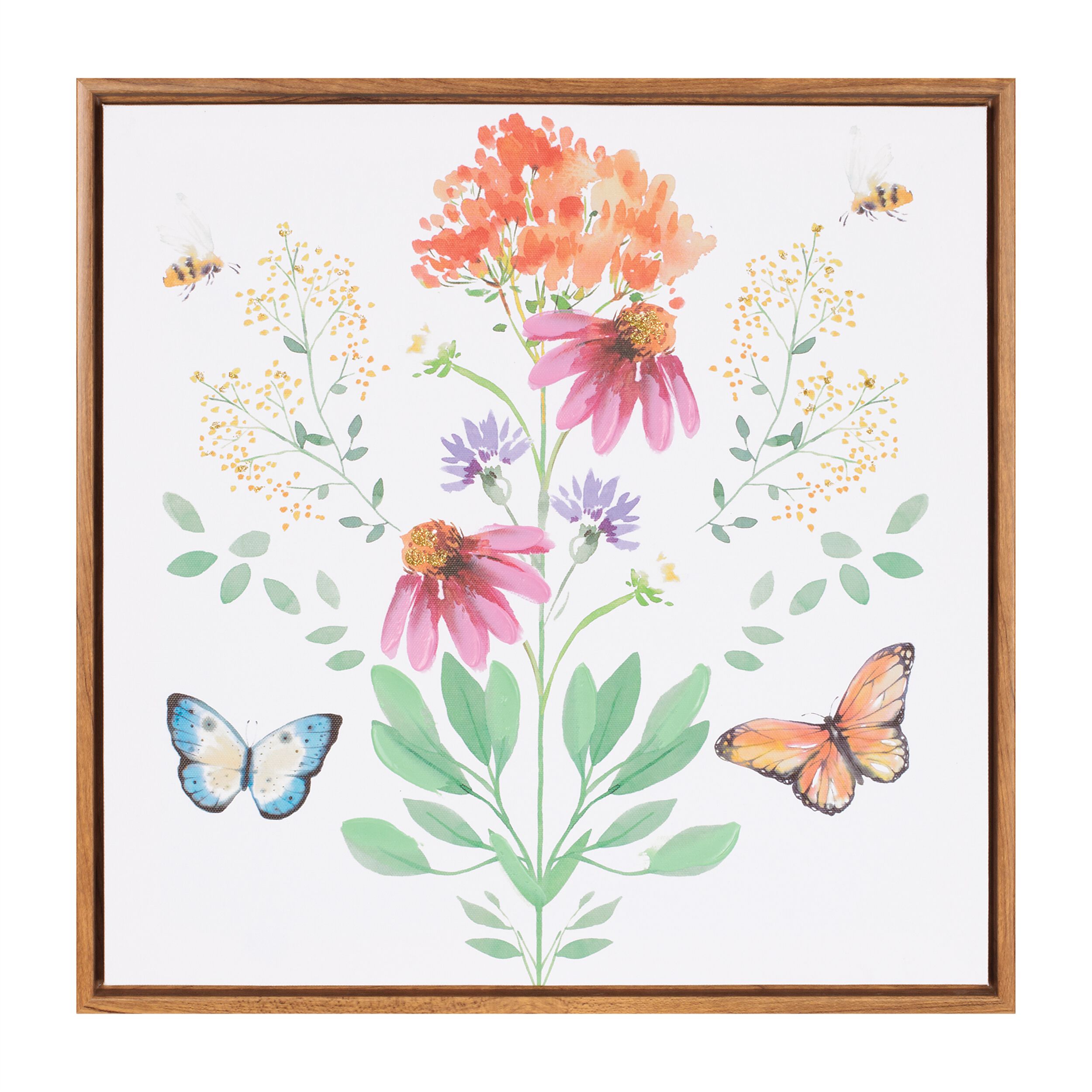 Framed Floral and Butterfly Wall Art 15.5INSQ, RED WHITE GREEN, hi-res image number 0