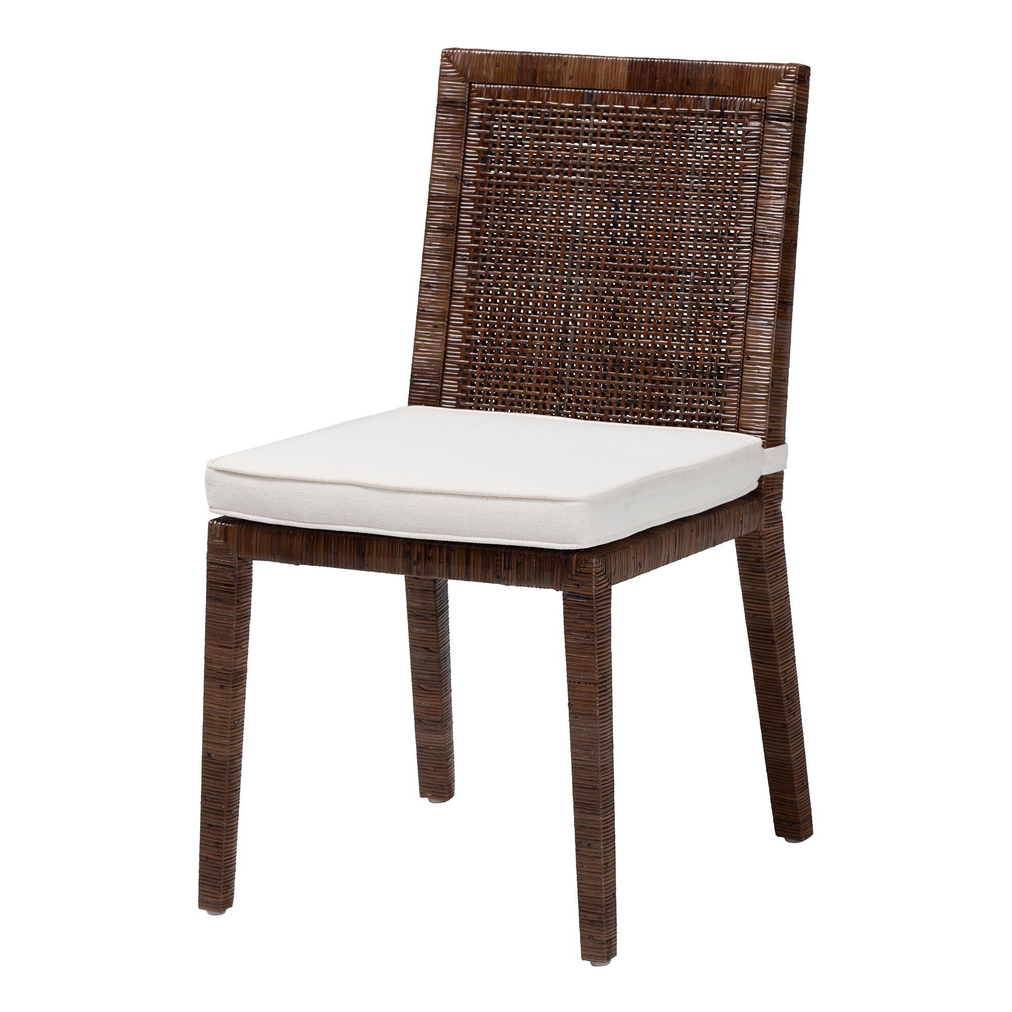 Sofia Rattan Dining Chair with Cushion, COFFEE, alternate image number 1