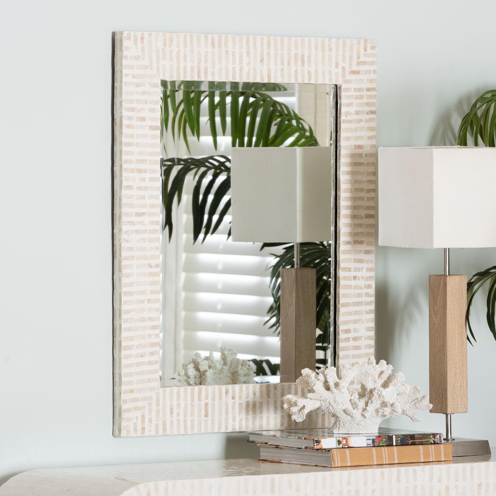 Chalina Capiz Shell Accent Mirror, WHITE BEIGE, hi-res image number 0
