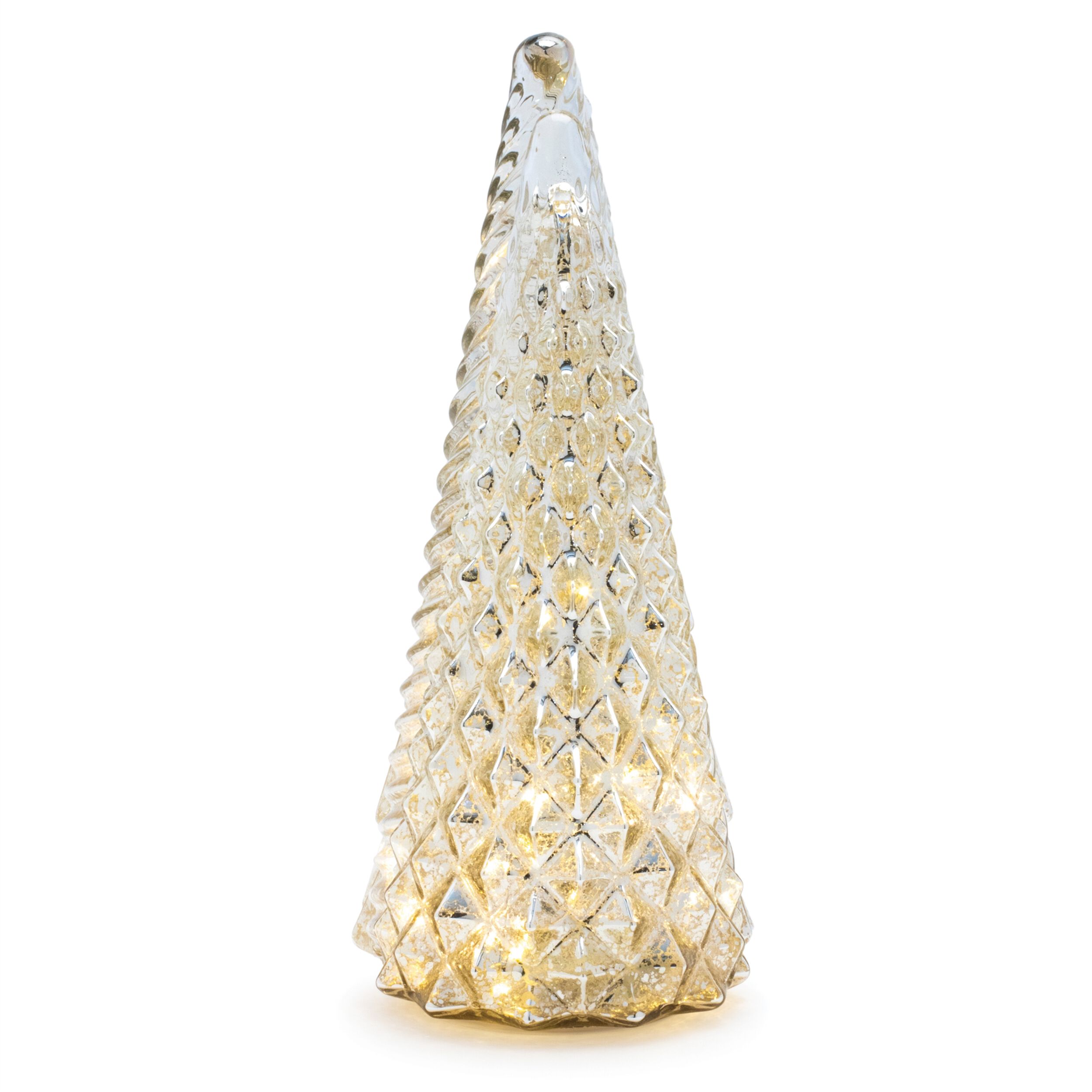 LED Textured Mercury Glass Tree (Set of 3), GOLD, alternate image number 4