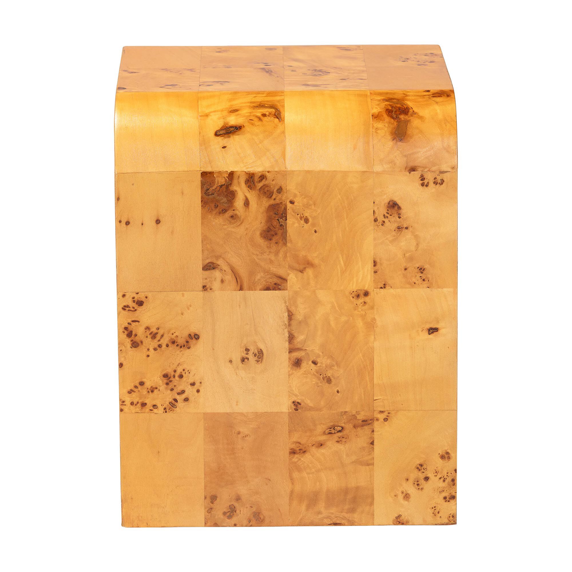 Revelle Modern and Contemporary Natural Light Mappa Real Burl Wood End Table, LIGHT MAPPA BURL, alternate image number 3