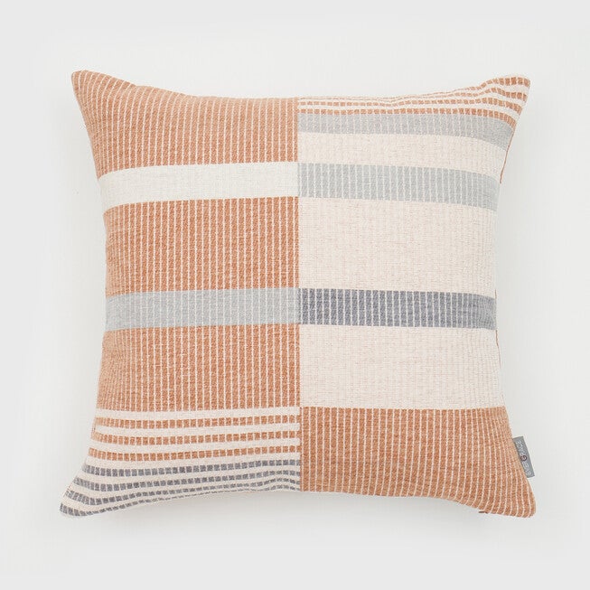 OLOV UNSYMETRICAL STRIPES PILLOW 18X18, BROWN, hi-res image number null