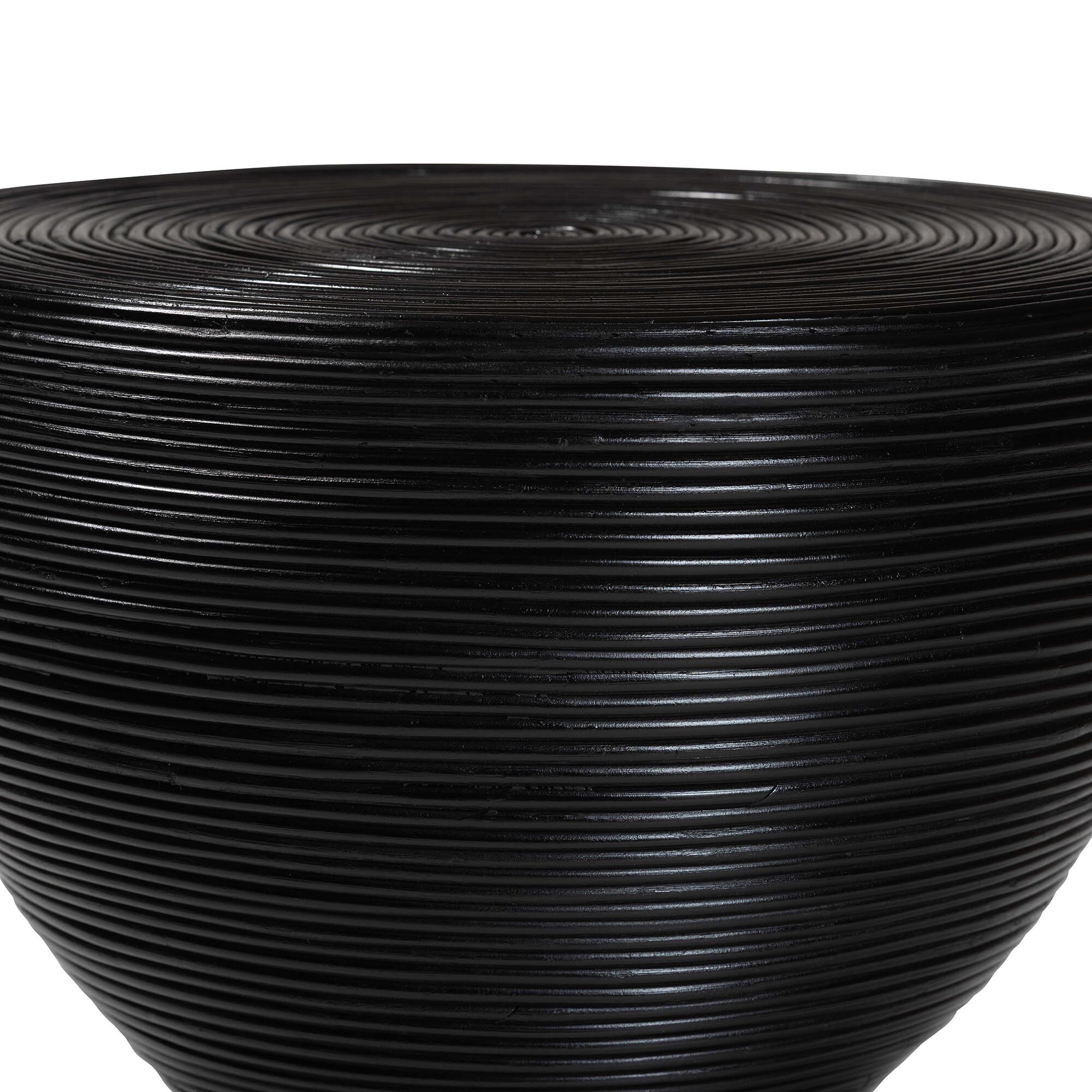 Tokyo Laminated Natural Rattan Side Table, Natural, BLACK, alternate image number 2