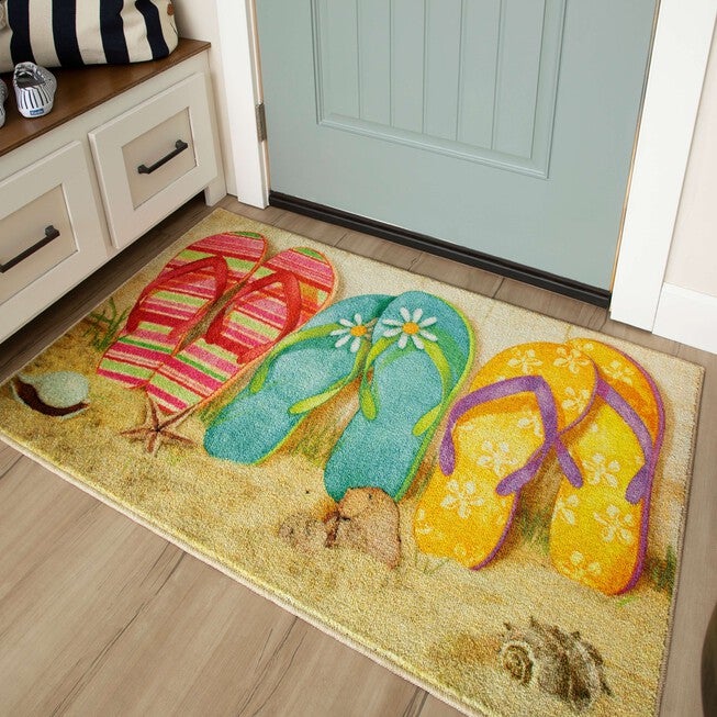 Flip Flops In Sand Multi Kitchen Rug, , alternate image number null
