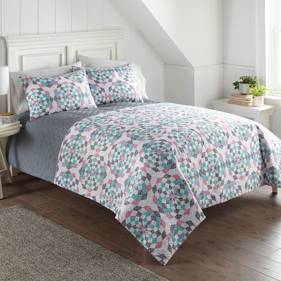Seersucker Geo Design 6-in-1 Quilt Set, QUILT, hi-res image number null