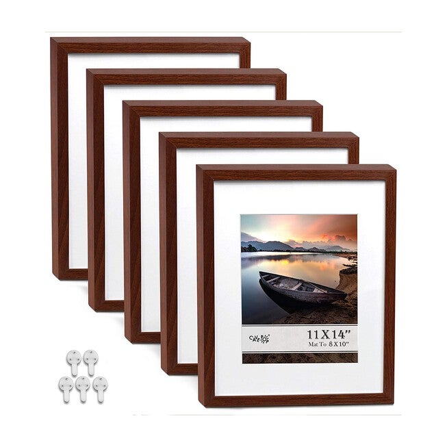 4 X 6 Picture Frame W-Mat/5 X 7 Without Mat - Rustic Grey - 5 Units, WALNUT, hi-res image number null