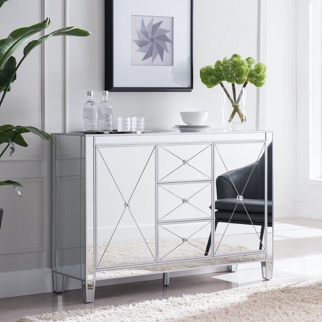Mirage 3-Drawer Mirrored Cabinet, MIRROR, hi-res image number 0