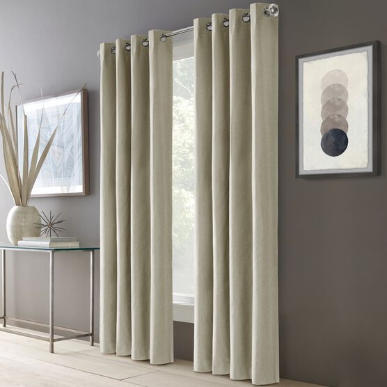 Thermaplus Edison Indoor Single Grommet Curtain Panel, LINEN, hi-res image number null