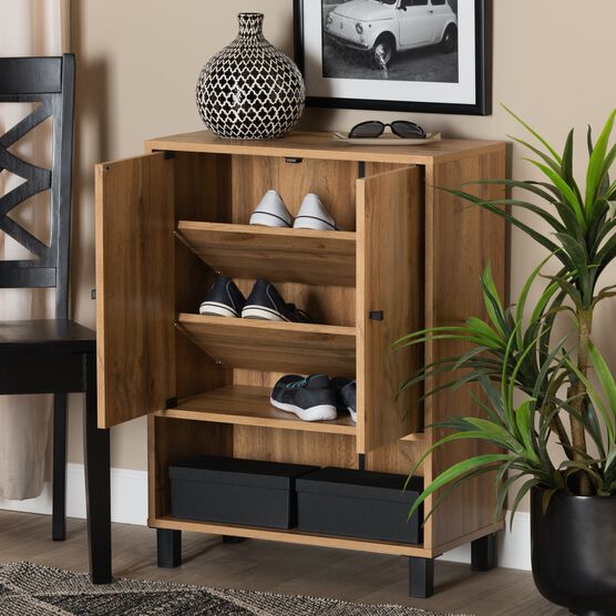 Rossin Wood 2-Door Entryway Shoe Storage Cabinet W Bottom Shelf Furniture, , alternate image number null