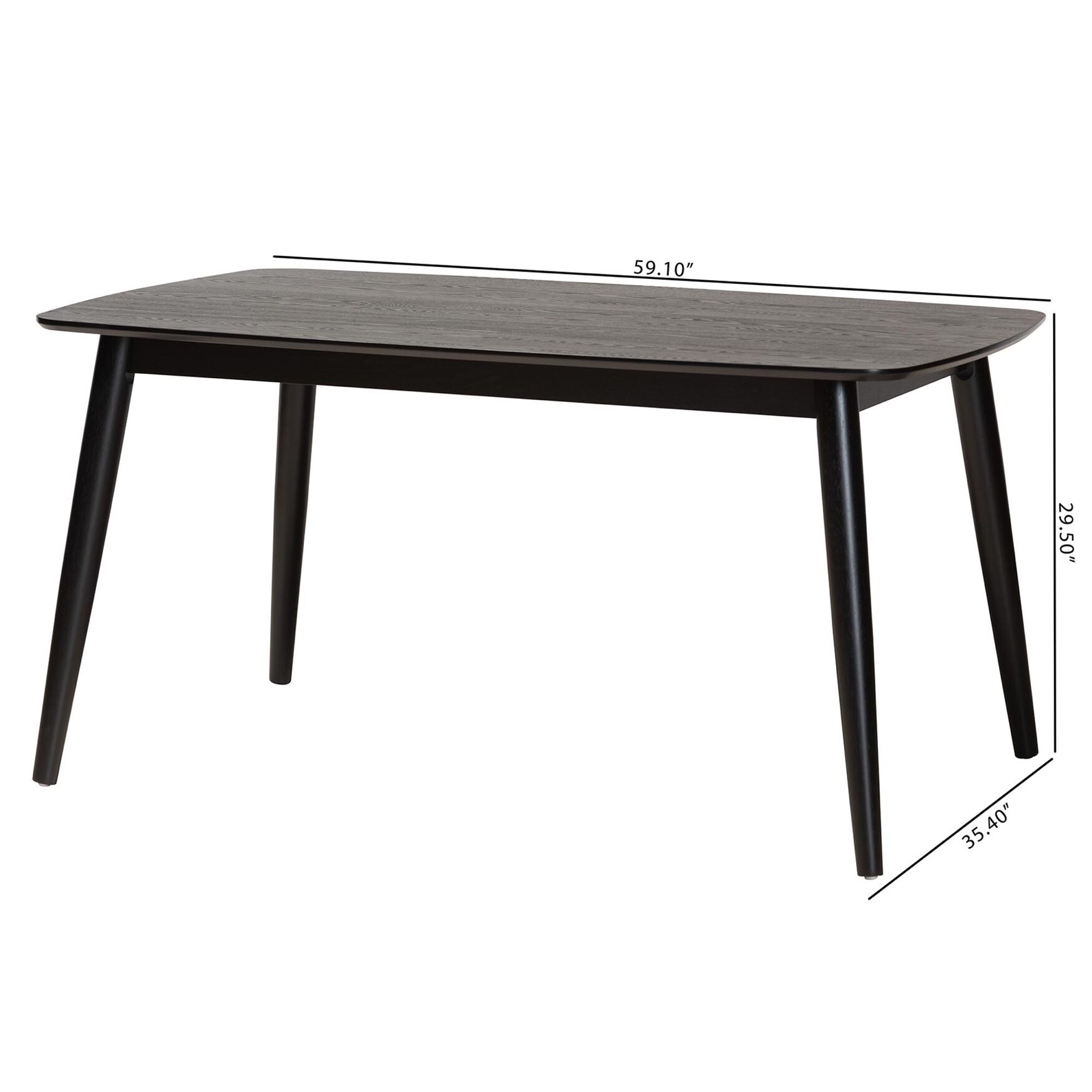 Flora Mid-Century Modern Black Finished Wood Dining Table, , alternate image number 24