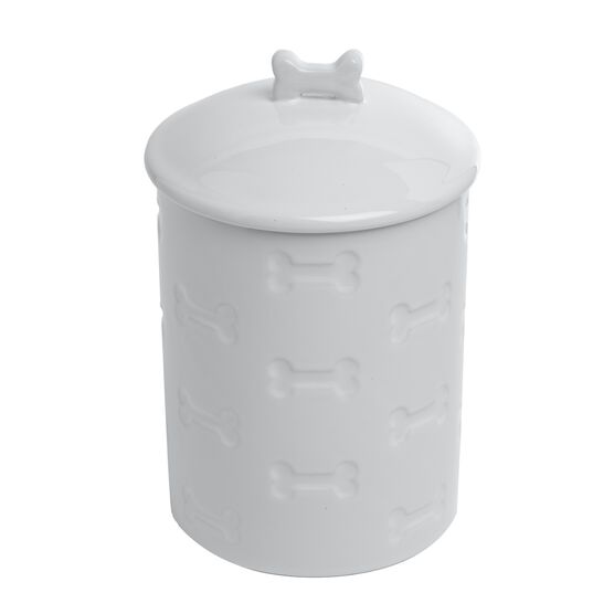 Manor White Pet Dog Cat Treat Jar 46 Oz, WHITE, hi-res image number null