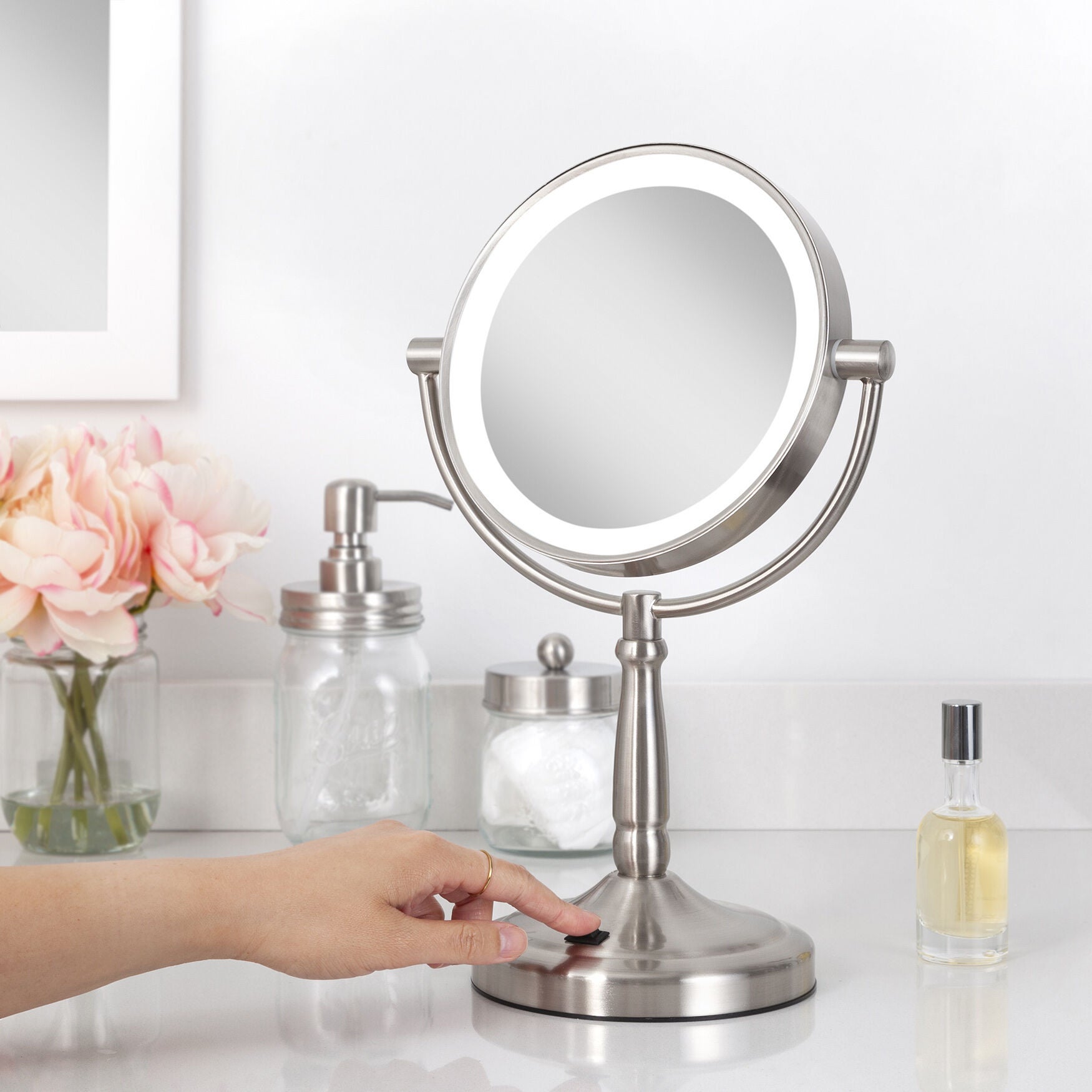 Cordless Dual-Sided LED Lighted Vanity Mirror 5X/1X, , alternate image number 2