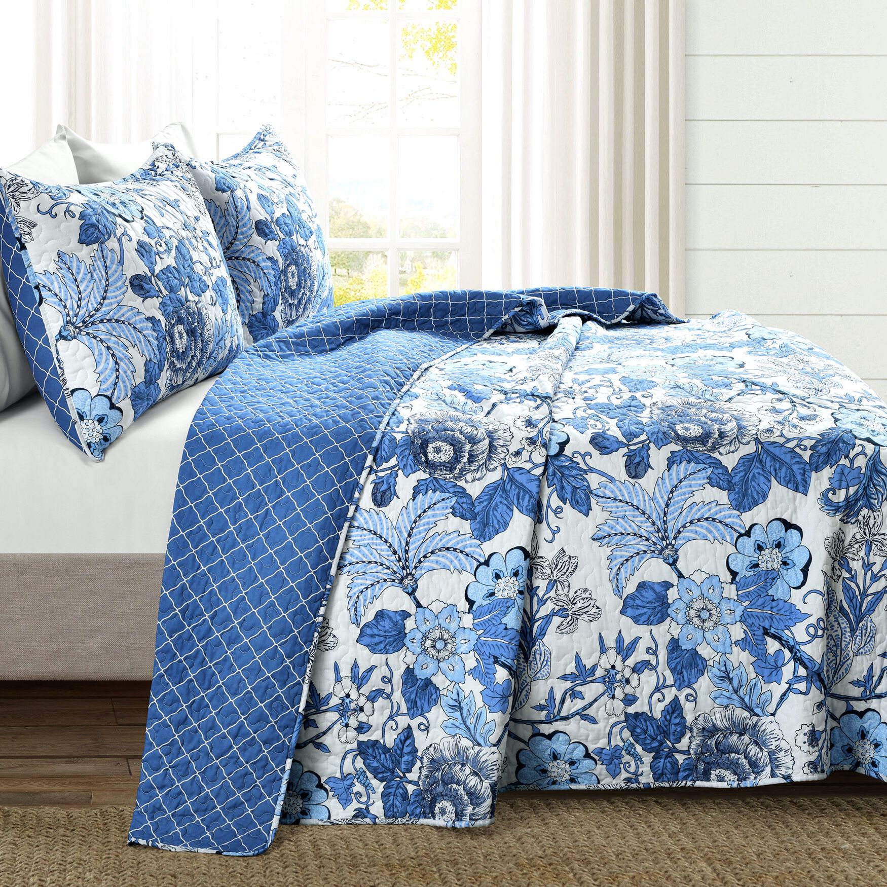 Lush D&eacute;cor Sydney Quilt Black/Blue 3Pc Set, , alternate image number 12