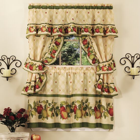Apple Orchard Cottage Window Curtain Set, ANTIQUE, hi-res image number null