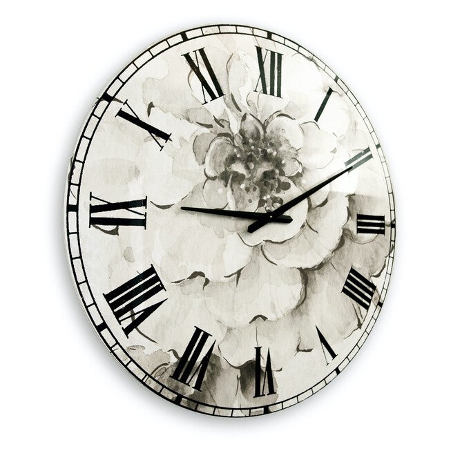 Indigold Grey Peonies I Traditional Wall Clock, , alternate image number 2