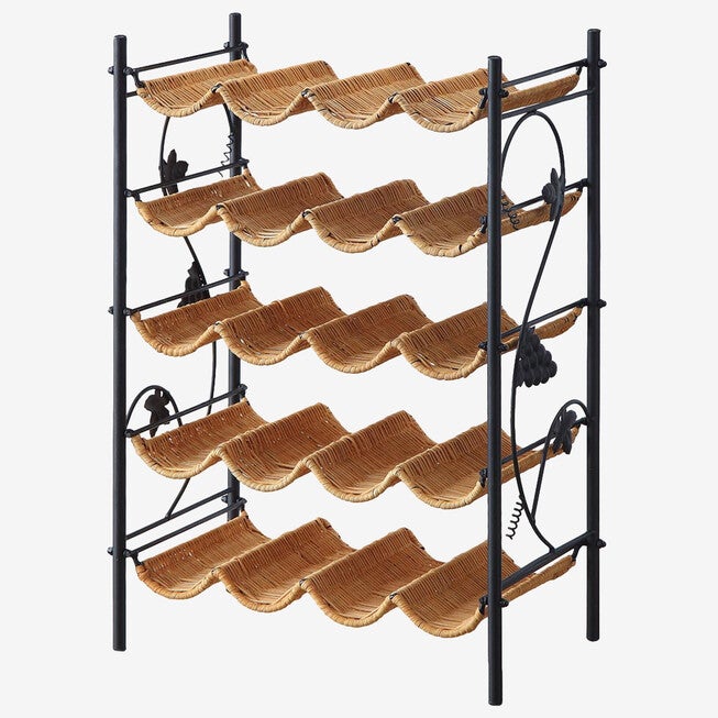 Wicker Wine Rack, HONEY, hi-res image number null
